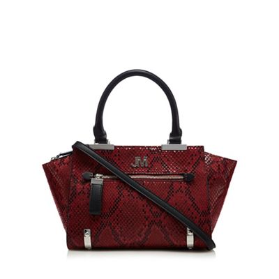 Red snakeskin-effect small tote bag